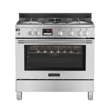 90cm 5-burner gas cooking range with 126.9L self-cleaning oven - Stainless steel